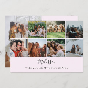 Bent u mijn Bridesmaid Modern Photo Collage Inv Kaart