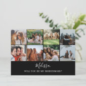 Bent u mijn Bridesmaid Modern Photo Collage Inv Kaart (Staand voorkant)
