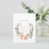 Bent u mijn Bridesmaid MOH Pink Script Floral? Uitnodiging Briefkaart (Staand voorkant)