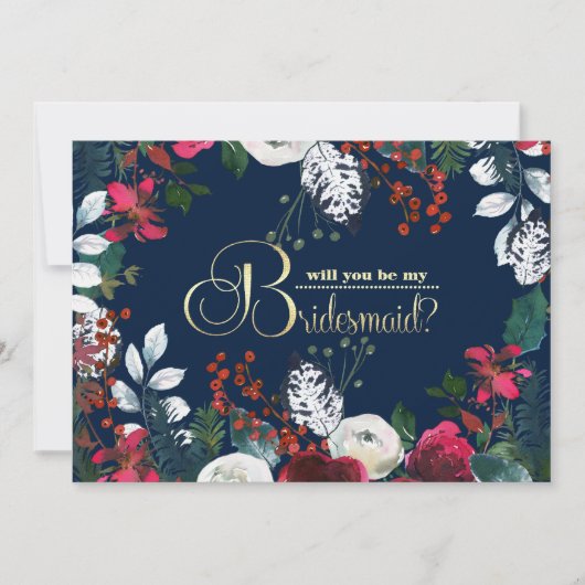 Bent u mijn Bridesmaid? Navy Blue Burgundy Kaart (Voorkant)