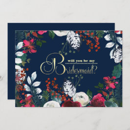 Bent u mijn Bridesmaid? Navy Blue Burgundy Kaart
