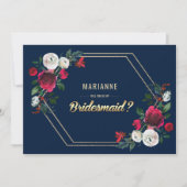 Bent u mijn Bridesmaid? Navy Blue Burgundy Kaart (Voorkant)