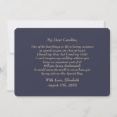 Bent u mijn Bridesmaid? Navy Blue Gold Kaart (Achterkant)