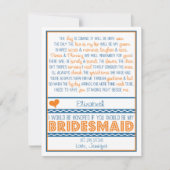 Bent u mijn Bridesmaid? Navy Blue/Oranje gedicht Kaart (Voorkant)