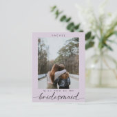 Bent u mijn Bridesmaid Paarse Foto Modern Briefkaart (Staand voorkant)