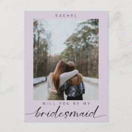 Bent u mijn Bridesmaid Paarse Foto Modern Briefkaart