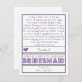 Bent u mijn Bridesmaid? Paarse/grijze kaart (Voorkant / Achterkant)