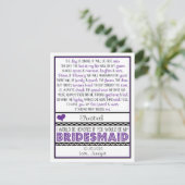 Bent u mijn Bridesmaid? Paarse/zwarte kaart (Staand voorkant)