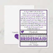 Bent u mijn Bridesmaid? Paarse/zwarte kaart (Voorkant / Achterkant)