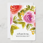 Bent u mijn Bridesmaid? Peach Red Floral Kaart (Voorkant)