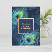 Bent u mijn Bridesmaid? Peacock Feather Kaart (Staand voorkant)