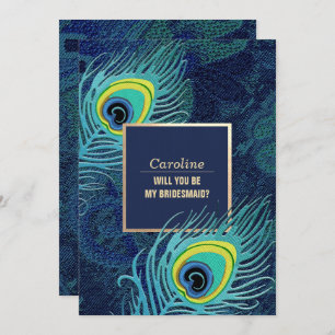 Bent u mijn Bridesmaid? Peacock Feather Kaart