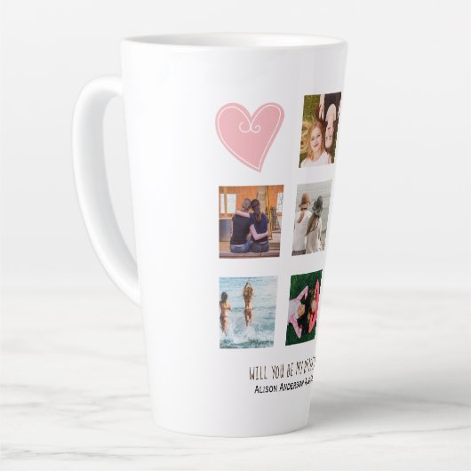 Bent u mijn Bridesmaid PHOTO COLLAGE BFF Cadeau Latte Mok (Linkerhoek)