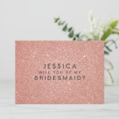 Bent u mijn Bridesmaid Pink Gold Glitter-kaart Kaart (Staand voorkant)