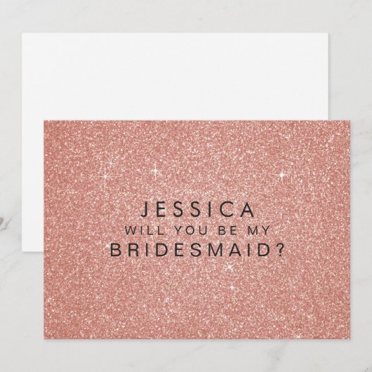 Bent u mijn Bridesmaid Pink Gold Glitter-kaart Kaart (Voorkant / Achterkant)