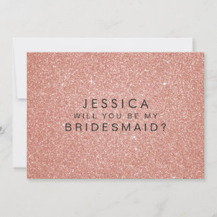Bent u mijn Bridesmaid Pink Gold Glitter-kaart Kaart