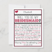 Bent u mijn Bridesmaid? Rode/zwarte inktkaart Kaart (Voorkant)