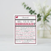 Bent u mijn Bridesmaid? Rode/zwarte inktkaart Kaart (Staand voorkant)