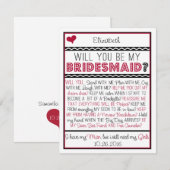 Bent u mijn Bridesmaid? Rode/zwarte inktkaart Kaart (Voorkant / Achterkant)
