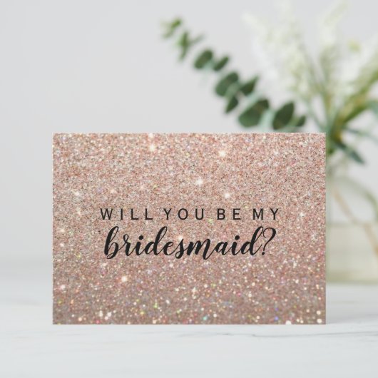 Bent u mijn Bridesmaid - Roos Gold Kaart (Staand voorkant)