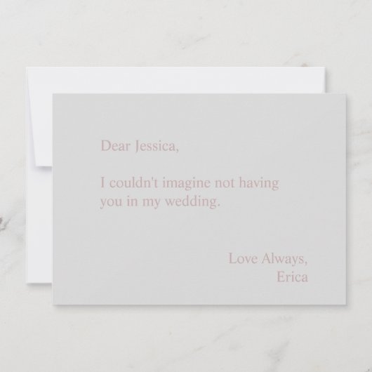 Bent u mijn Bridesmaid Roos Gold Scripts grijs? Kaart (Achterkant)