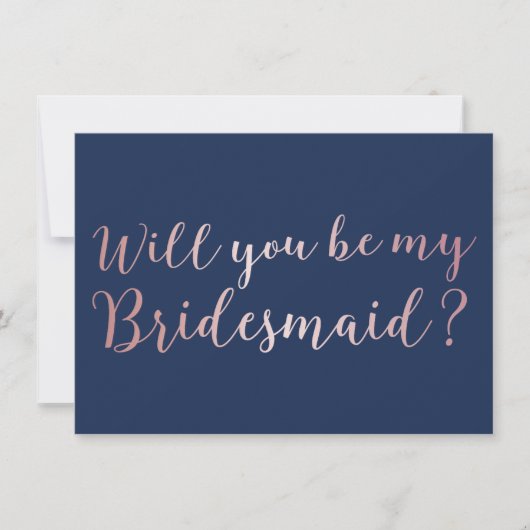 Bent u mijn Bridesmaid Roos Gold Scripts Navy? Kaart (Voorkant)
