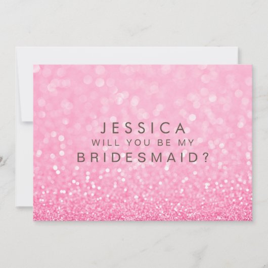 Bent u mijn Bridesmaid Roze Glitter Card Kaart (Voorkant)