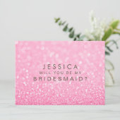 Bent u mijn Bridesmaid Roze Glitter Card Kaart (Staand voorkant)