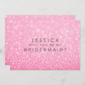 Bent u mijn Bridesmaid Roze Glitter Card Kaart (Voorkant / Achterkant)