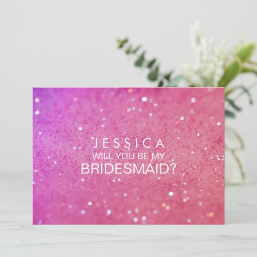 Bent u mijn Bridesmaid Roze Glitter Card Kaart