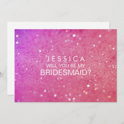 Bent u mijn Bridesmaid Roze Glitter Card Kaart (Voorkant / Achterkant)