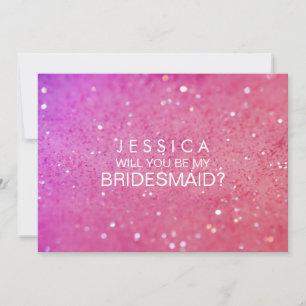 Bent u mijn Bridesmaid Roze Glitter Card Kaart