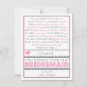 Bent u mijn Bridesmaid? Roze/grijze gedicht kaart (Voorkant)