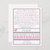 Bent u mijn Bridesmaid? Roze/grijze gedicht kaart (Voorkant / Achterkant)