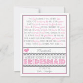 Bent u mijn Bridesmaid? Roze/grijze geheugenkaart  Kaart (Voorkant)
