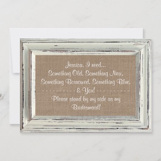 Bent u mijn Bridesmaid Rustic White Lijst Kaarten? Kaart (Achterkant)