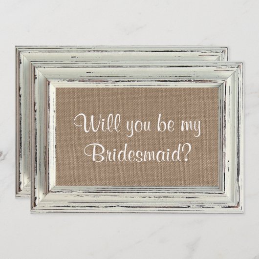 Bent u mijn Bridesmaid Rustic White Lijst Kaarten? Kaart (Voorkant / Achterkant)