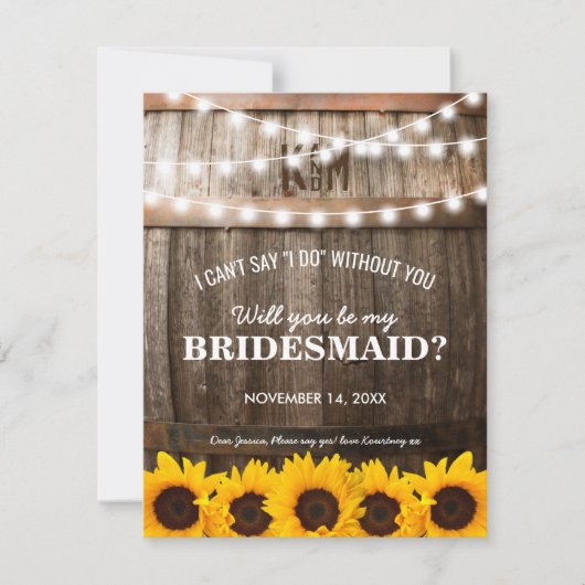Bent u mijn Bridesmaid? | Rustige zonnebloem Kaart (Voorkant)