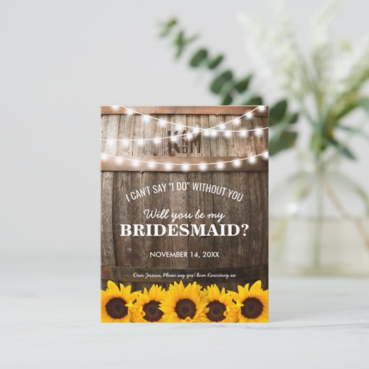 Bent u mijn Bridesmaid? | Rustige zonnebloem Kaart (Staand voorkant)