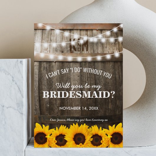 Bent u mijn Bridesmaid? | Rustige zonnebloem Kaart