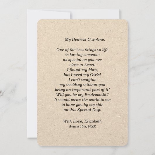 Bent u mijn Bridesmaid? Rustige zonnebloemen Kaart (Achterkant)