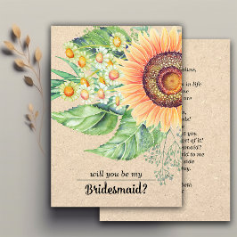 Bent u mijn Bridesmaid? Rustige zonnebloemen Kaart