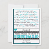 Bent u mijn Bridesmaid? Turquoise/Black Poem V2 Kaart (Voorkant)