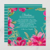 Bent u mijn Bridesmaid? Turquoise Fuchsia Kaart (Voorkant / Achterkant)