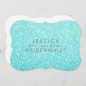 Bent u mijn Bridesmaid Turquoise Glitter Card? Kaart (Voorkant / Achterkant)