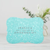 Bent u mijn Bridesmaid Turquoise Glitter Card? Kaart (Staand voorkant)