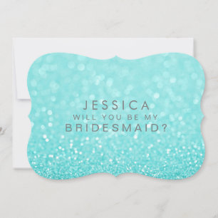 Bent u mijn Bridesmaid Turquoise Glitter Card? Kaart