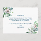 Bent u mijn Bridesmaid-voorstel Floral? Uitnodiging Briefkaart (Achterkant)