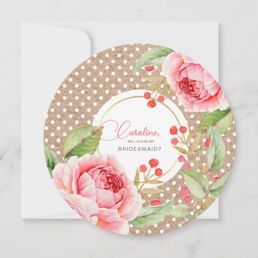 Bent u mijn Bridesmaid? Waterverf Flowers Kaart (Voorkant)