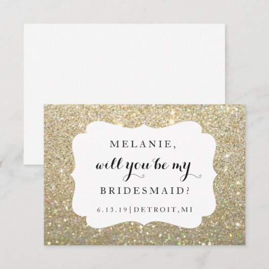 Bent u mijn Bridesmaid - Wed Day Gold Glitter Kaart (Voorkant / Achterkant)